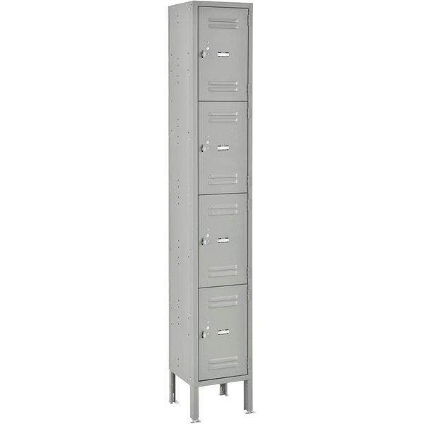 Global Industrial 4-Tier 4 Door Box Locker, 12W x 18D x 18H, Gray, Unassembled 493459GY